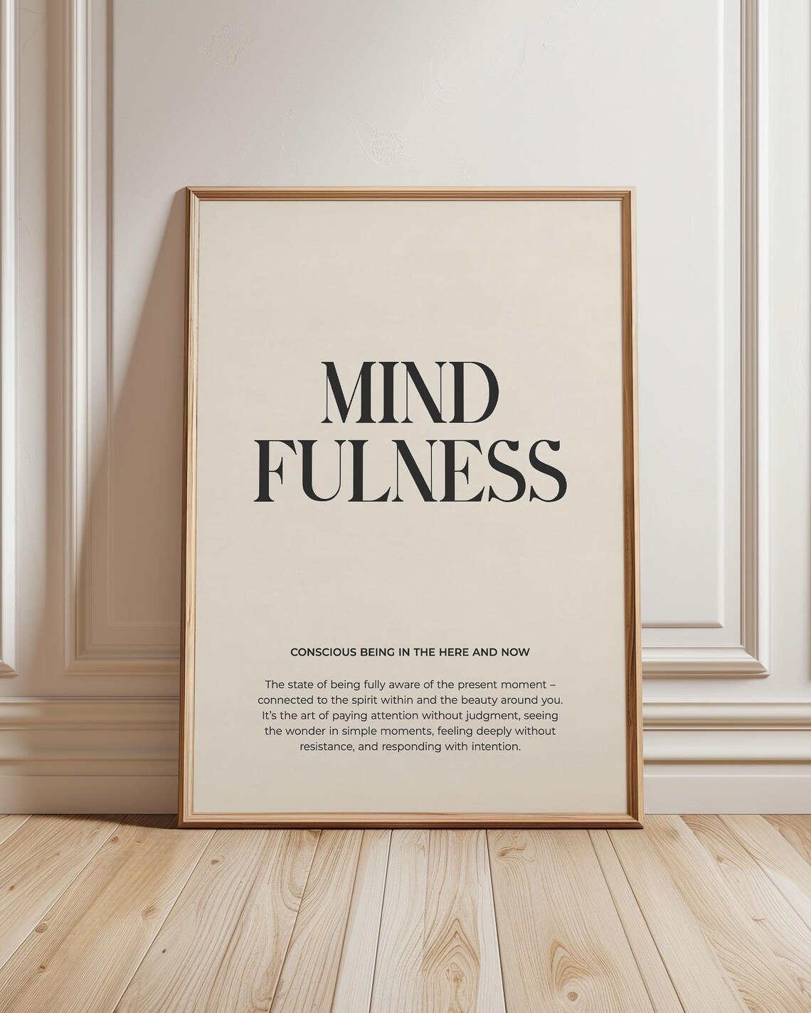Mindfulness Definition Poster, Spiritual Typography Print