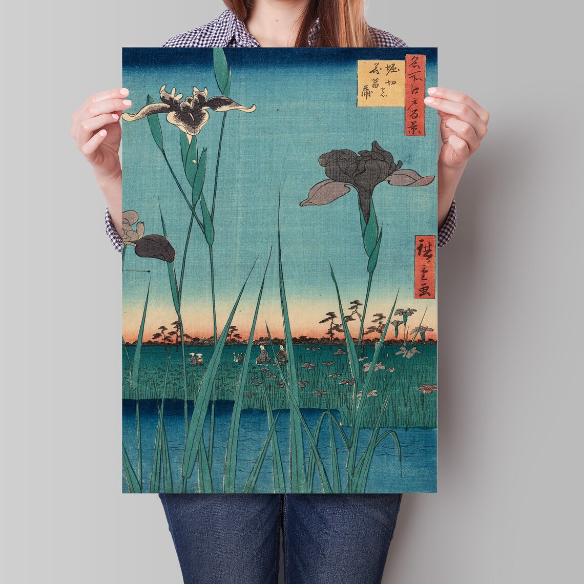 Hiroshige Iris Garden Sunset Japanese Woodblock Floral Art Poster - Image 4
