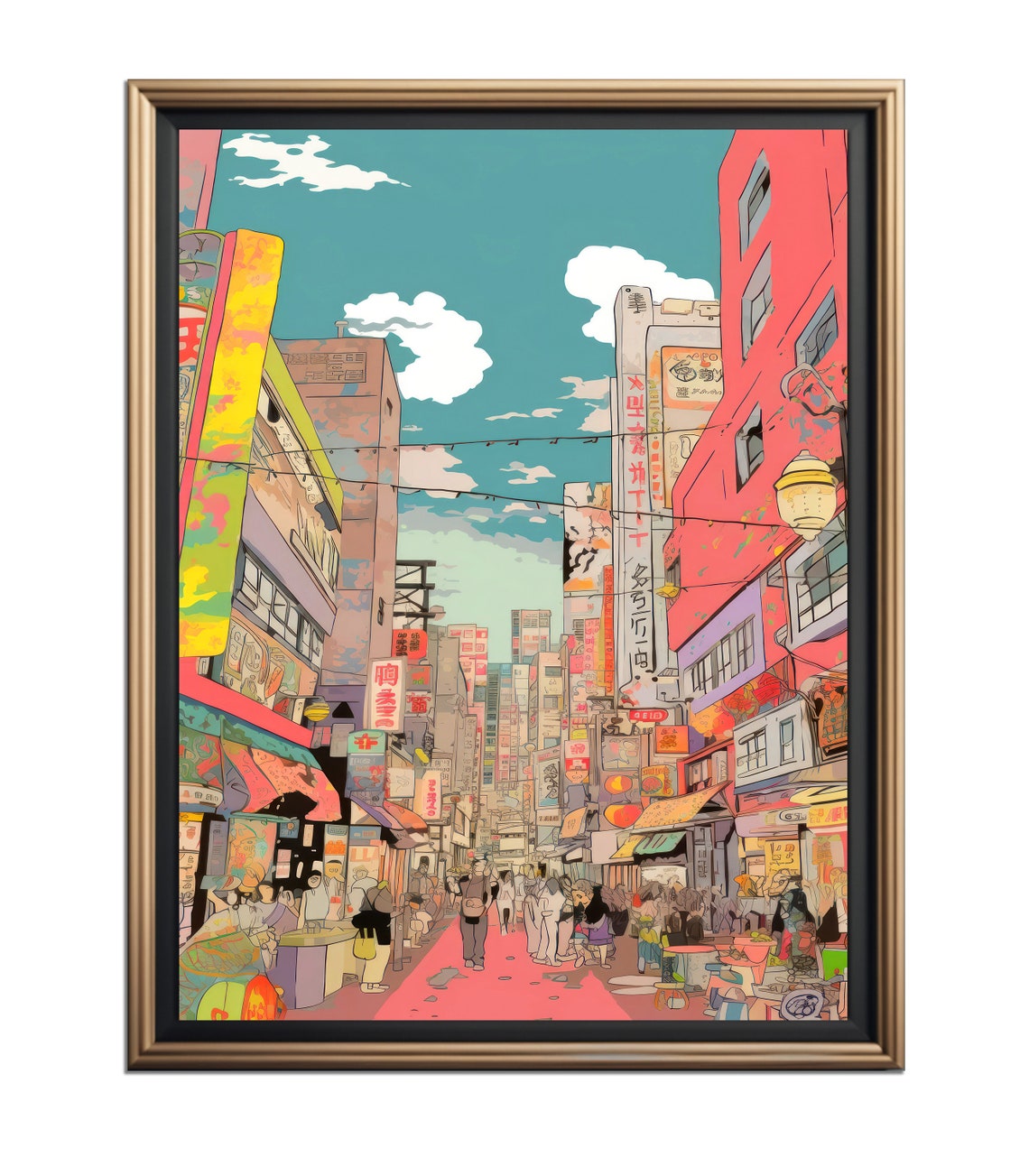Japan Cityscape Anime Style Street Art Anime Cityscape Urban Street Art Colorful Buildings Vibrant City Anime Illustration - Image 4