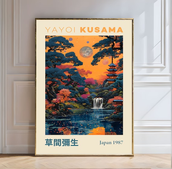 Japanese Exhibition Poster Yayoi Kusama Art Print Traditional Japanese Wall Art Decor Asian Decor Japanese Art Japanese Woodblock Print