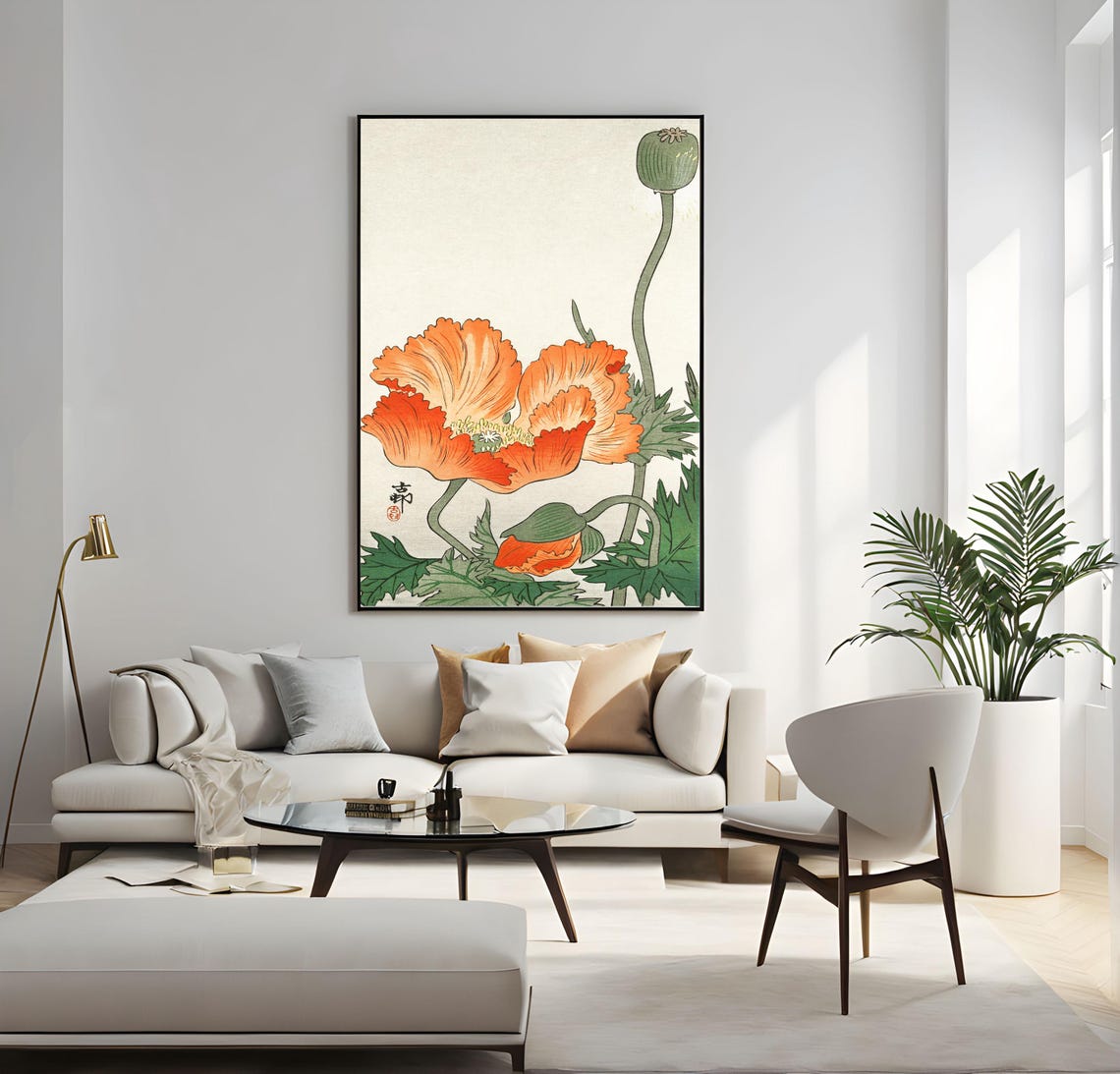 Ohara Koson Orange Poppies Japanese Botanical Woodblock Art Poster - Image 4