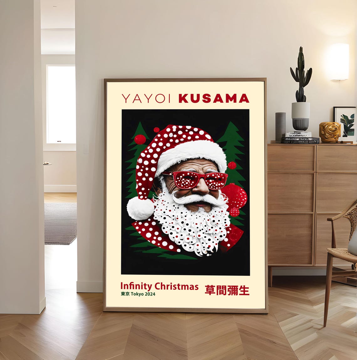 Yayoi Kusama Infinity Christmas Santa Polka Dot Tokyo 2024 Poster - Image 5