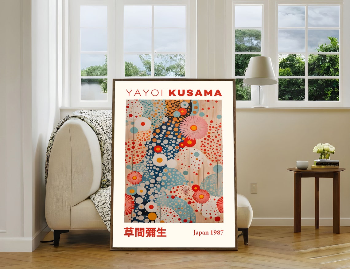 Yayoi Kusama Blooming Dots Floral Waves 1987 Exhibition Poster - Image 5