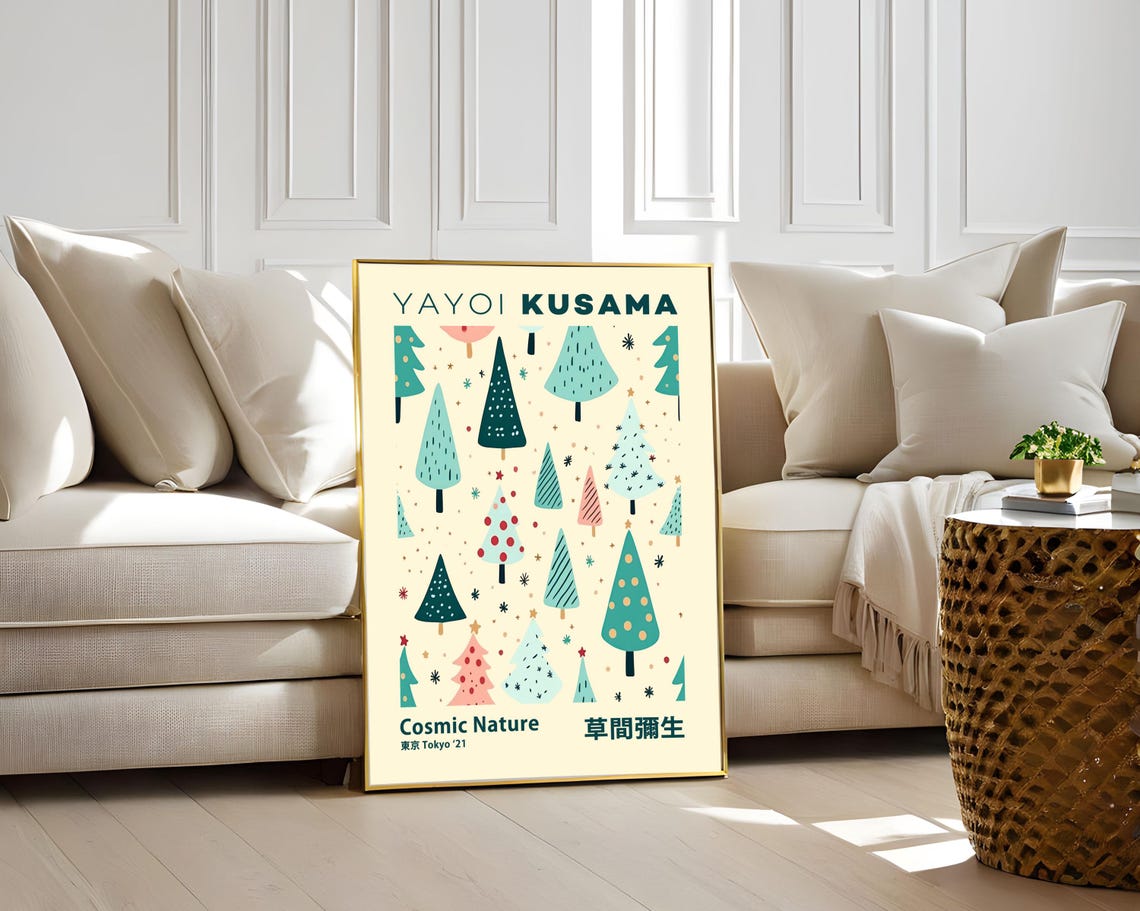 Yayoi Kusama Cosmic Nature Tokyo 2021 Christmas Trees Art Poster - Image 5