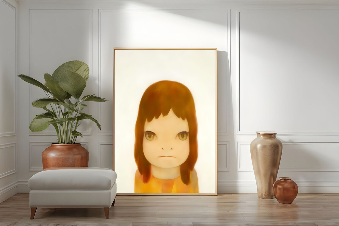Yoshitomo Nara Melancholic Gaze Of White Night Girl Portrait Poster