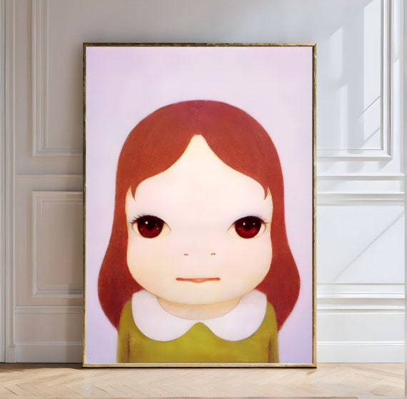 Yoshitomo Nara Silly Me Yoshitomo Nara Somber Girl Green Dress Minimalist Art Introspection Deep Gaze Innocence Emotional