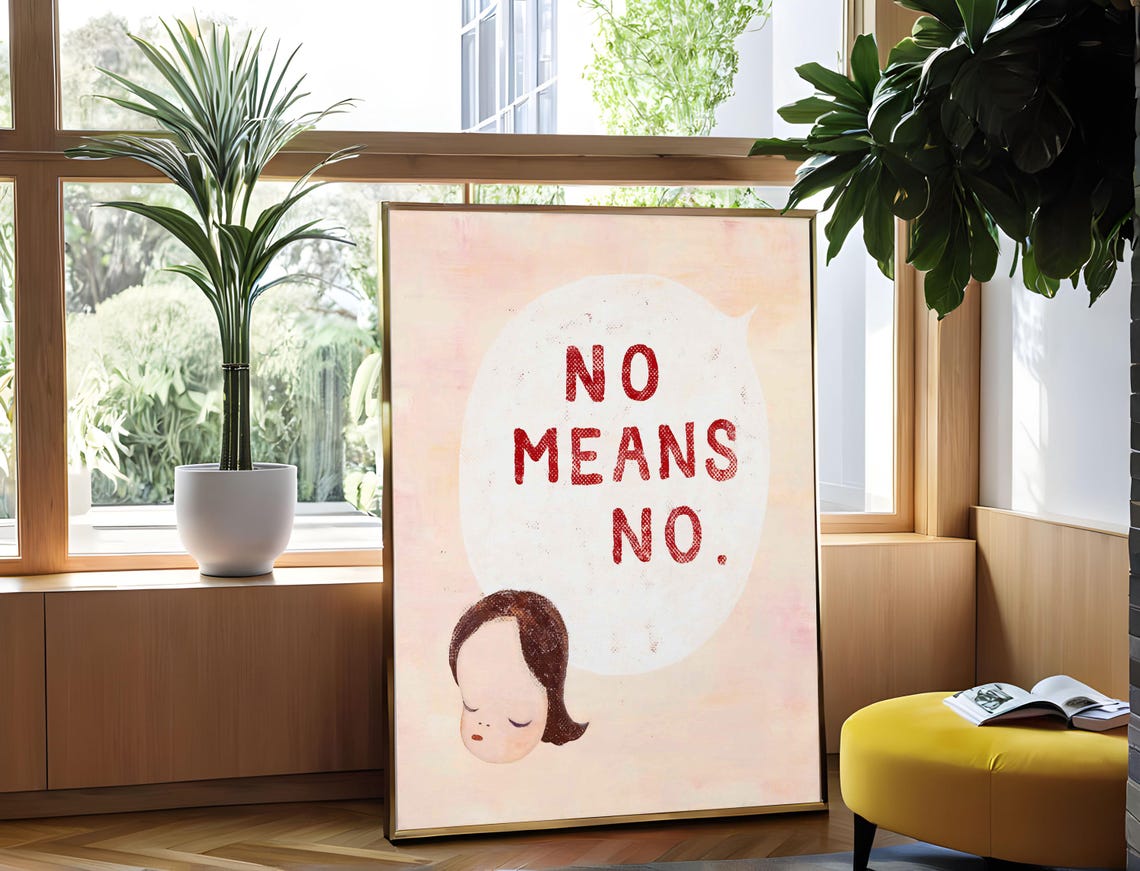 Yoshitomo Nara No Means No 1995 Red Speech Bubble Art Poster - Image 5