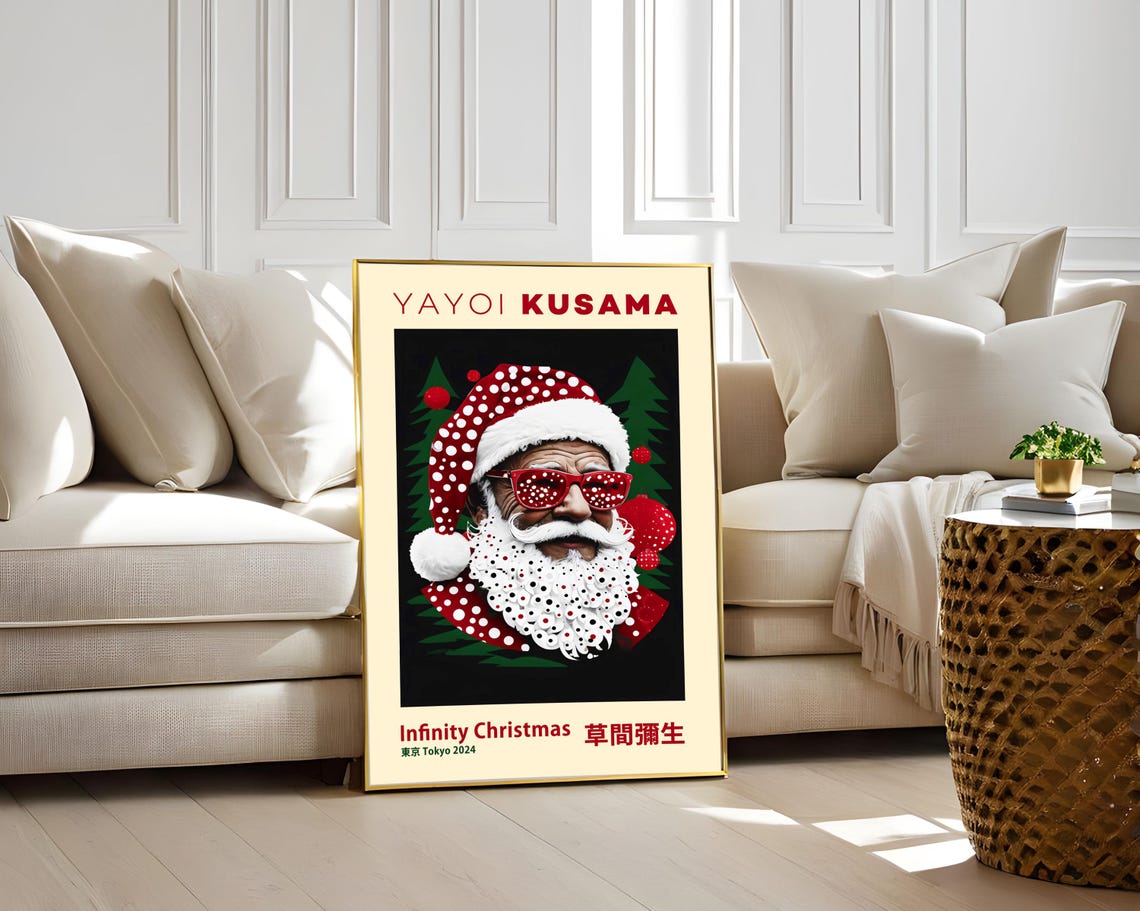 Yayoi Kusama Infinity Christmas Santa Polka Dot Tokyo 2024 Poster - Image 2