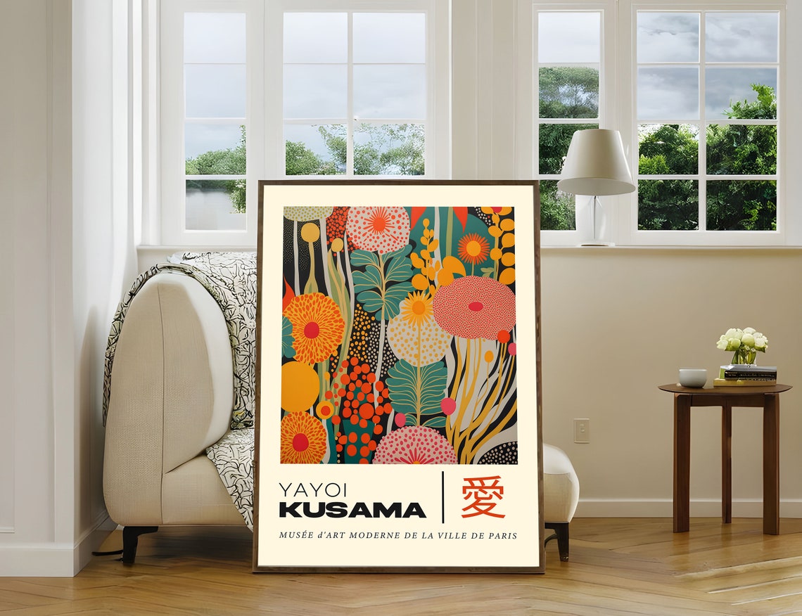 Yayoi Kusama Paris Floral Vibrance Polka Dot Accents Art Poster - Image 3