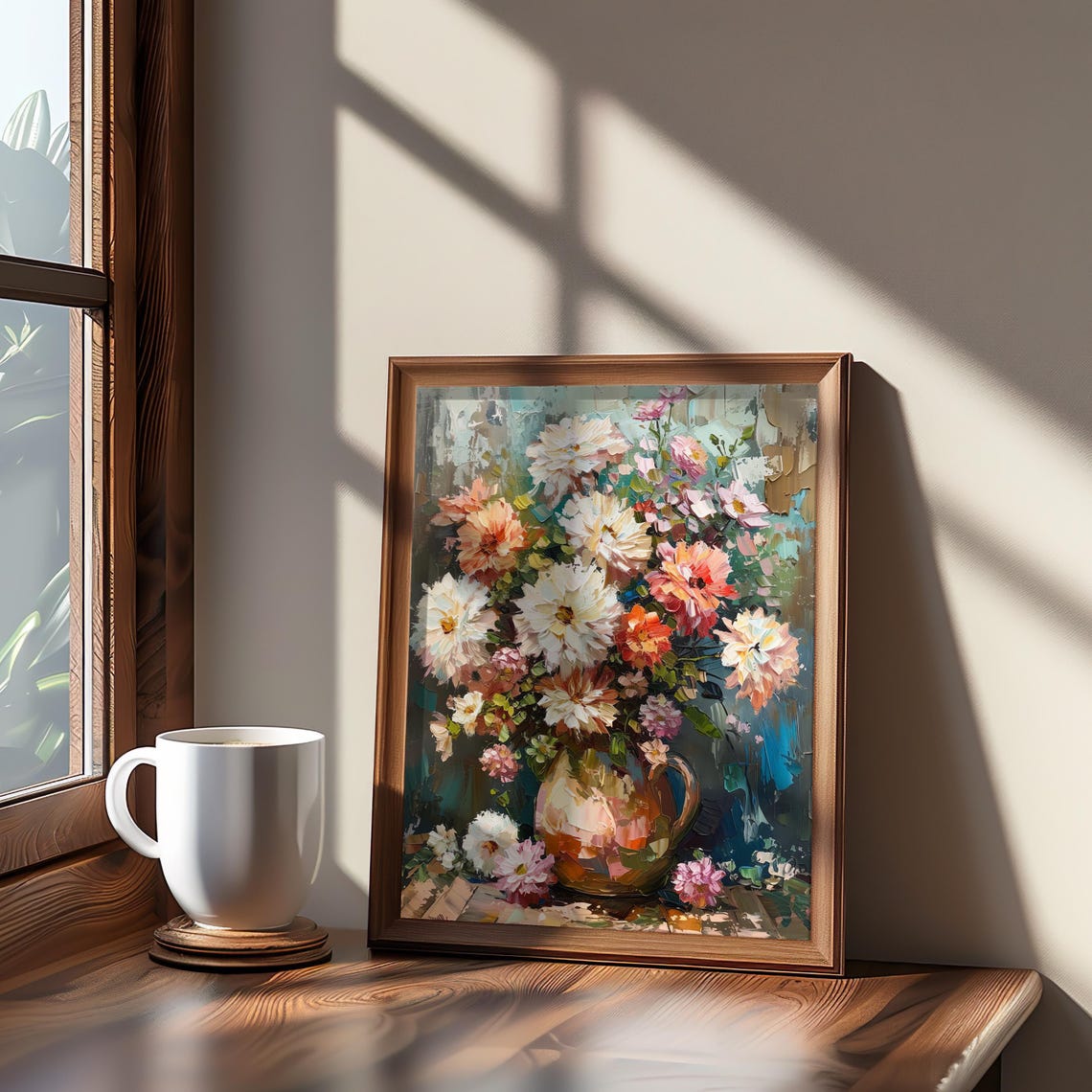 Impressionist Floral Bouquet Vase Pastel Colors Oil Painting Poster