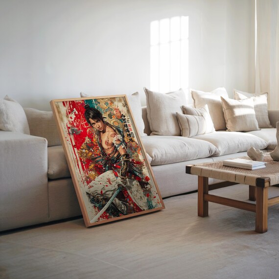 Samurai Sword Warrior Maximalist Japanese Katana Art Vibrant Poster