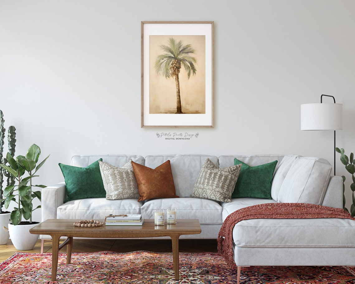 Single Date Palm Tree Neutral Beige Minimalist Botanical Poster - Image 2
