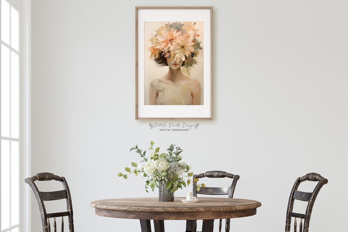 Flower Woman Art Vintage Oil Painting Cottagecore Wall Art Decor Farmhouse Print Garden Art Print 2024 - Image 2