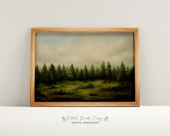 Neutral Country Vintage Wall Art Neutral Field Landscape Prints Countryside Painting Rustic Farmhouse Decor Art Print 2024