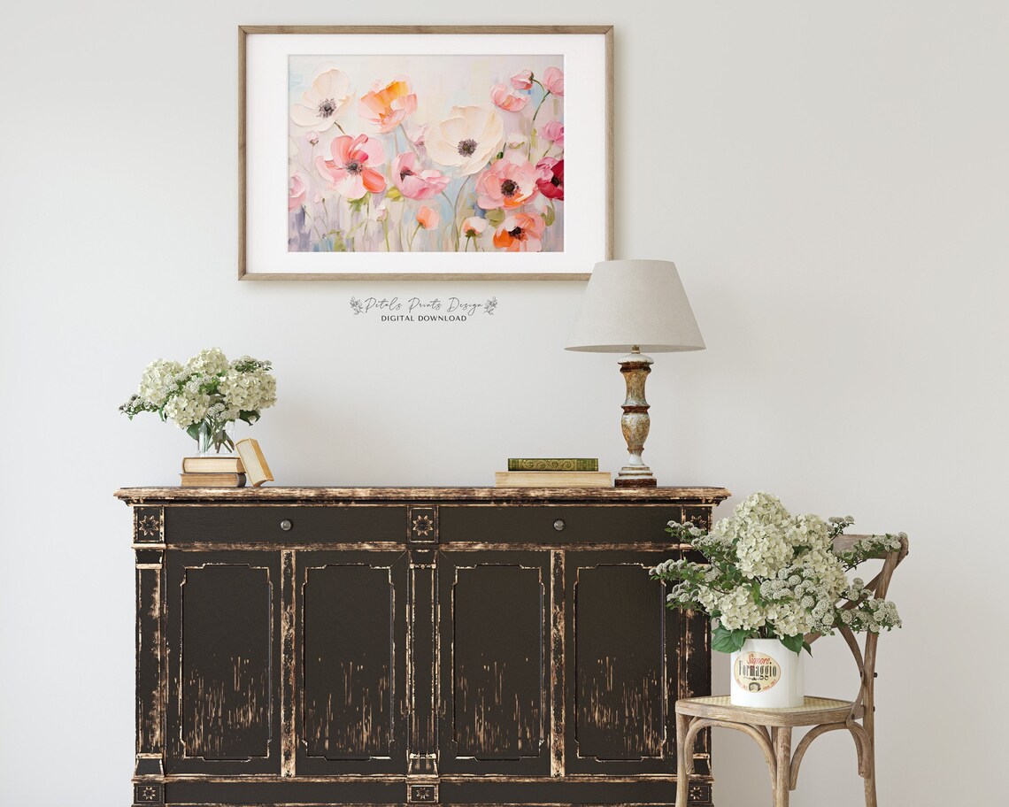 Vintage Floral Spring Art Print, Rustic Neutral Flowers - Image 2