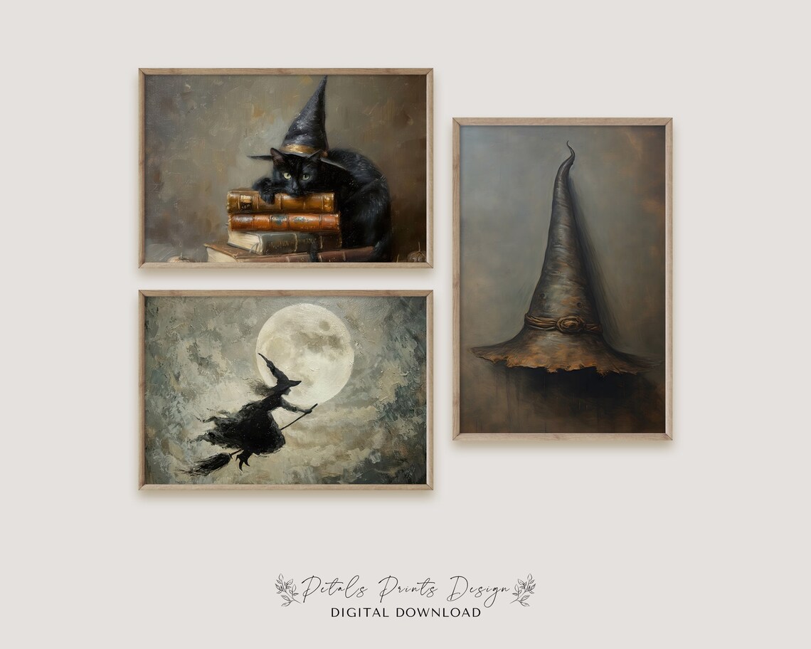 Witch Gallery Wall Prints Set, Vintage Halloween Art - Image 3