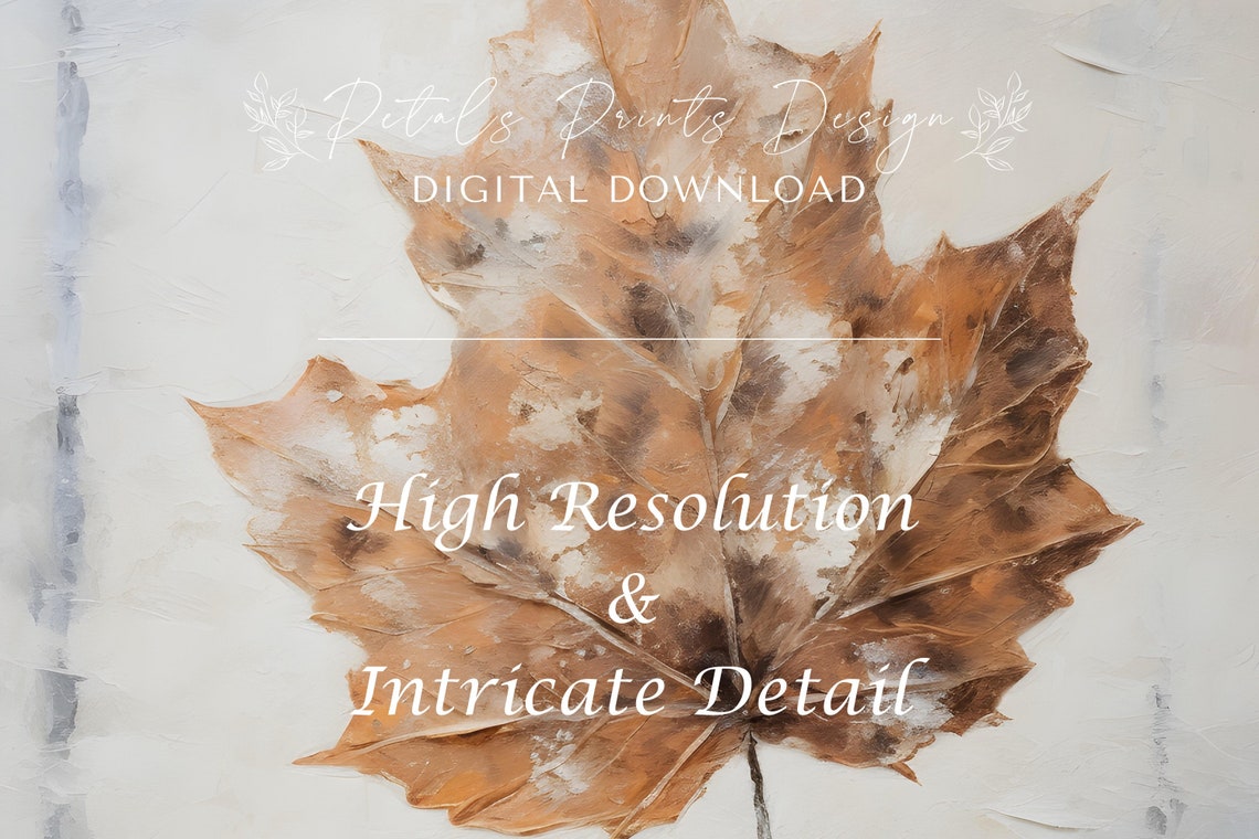 Dried Maple Leaf Gray Background Minimalist Botanical Art Poster - Image 4