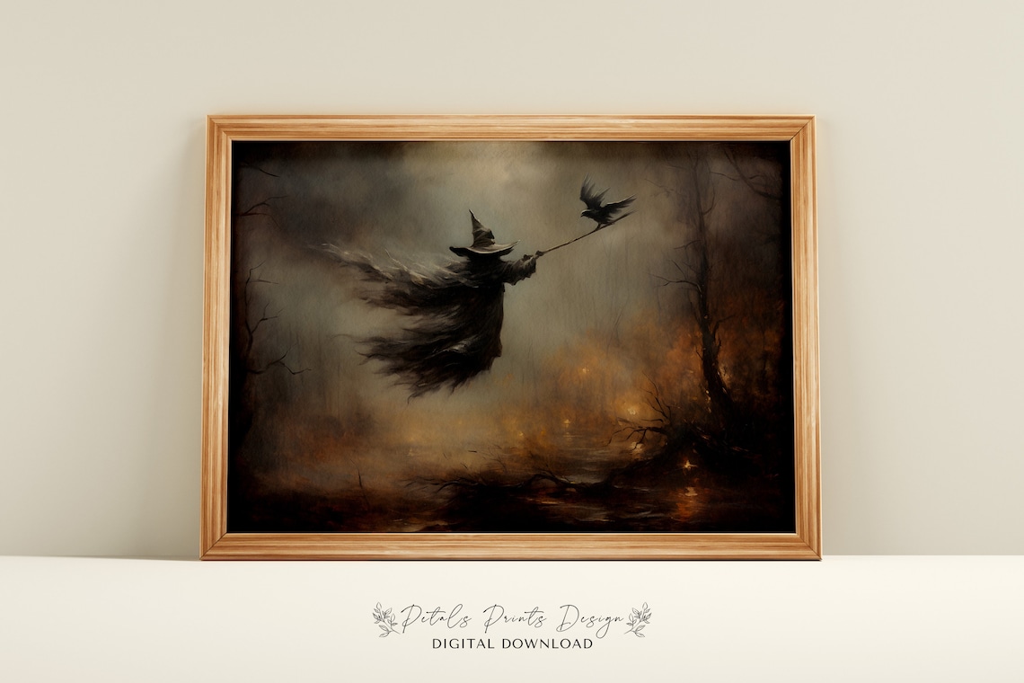 Witchy Decor Vintage Halloween Art Print