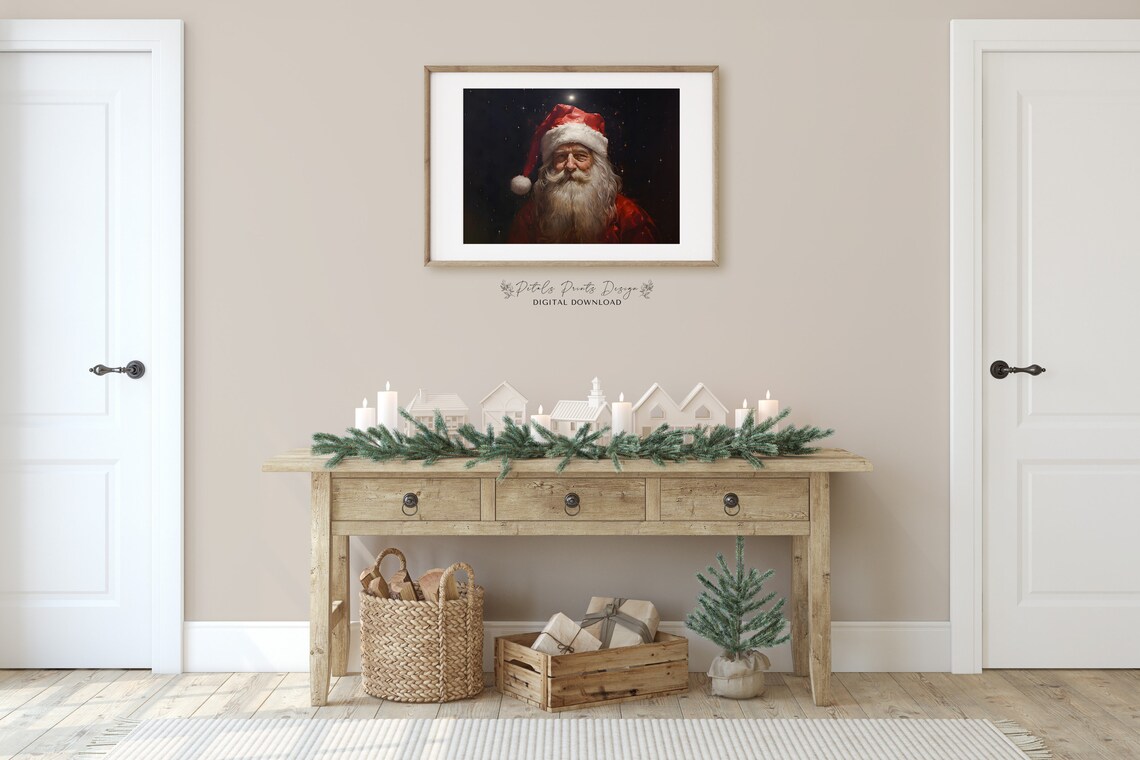 Santa Still Life Vintage Christmas Art Print - Image 2