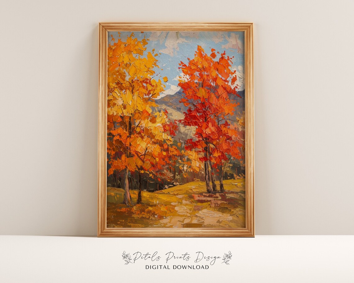 Rustic Fall Landscape Vintage Autumn Country Scene