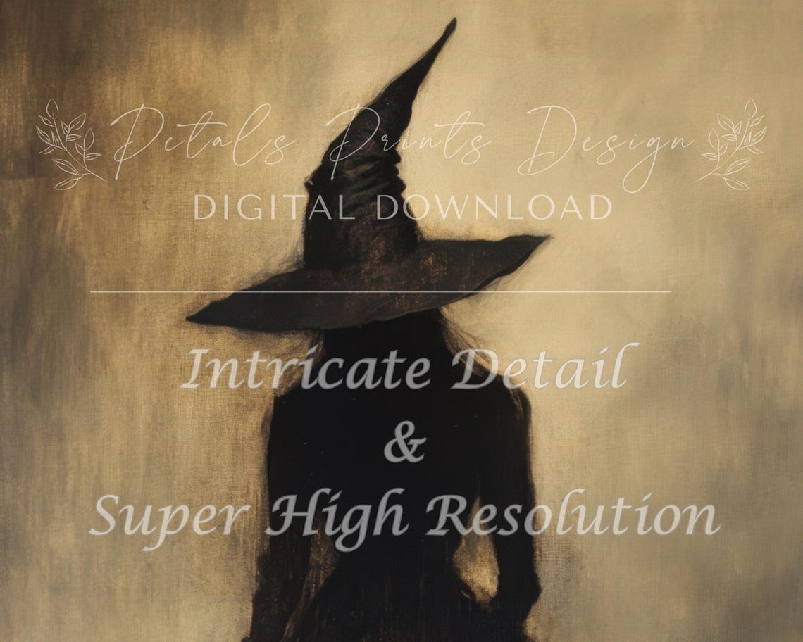 Vintage Witch Halloween Decor Art Print - Image 2