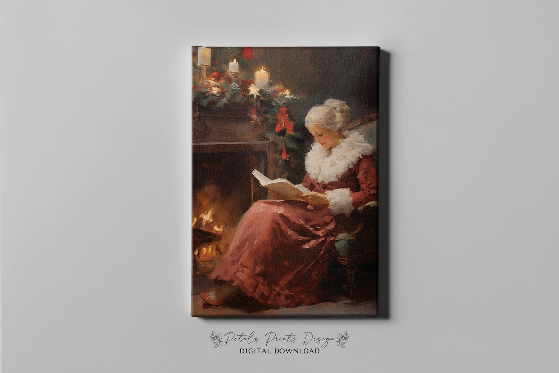 Santa Still Life Painting, Rustic Vintage Xmas Art Print - Image 4