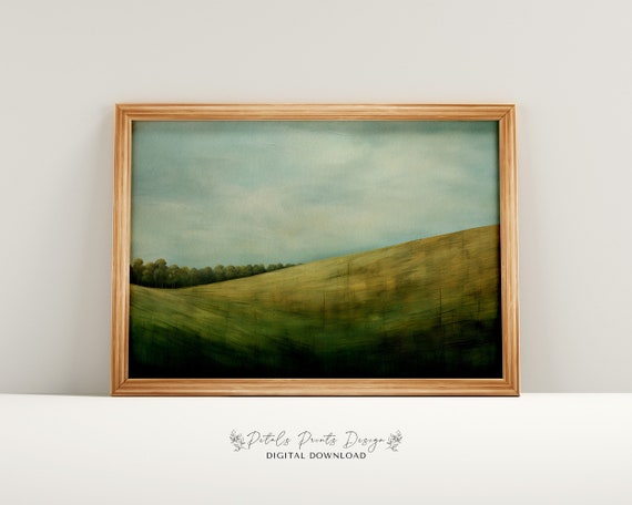 Neutral Country Vintage Wall Art Neutral Field Landscape Prints Countryside Painting Rustic Farmhouse Decor Art Print 2024