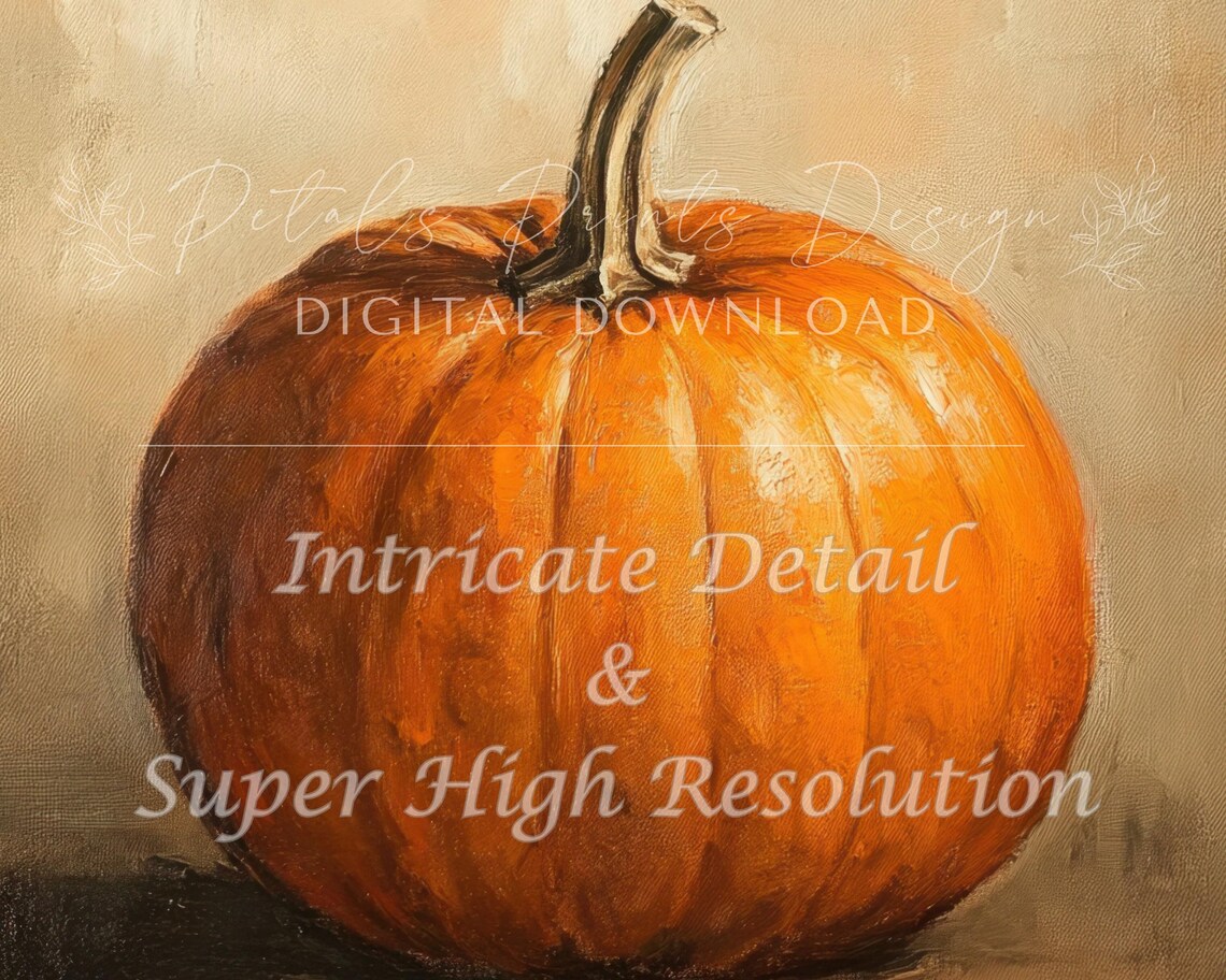Pumpkin Still Life Painting, Rustic Fall Art Print - Image 2