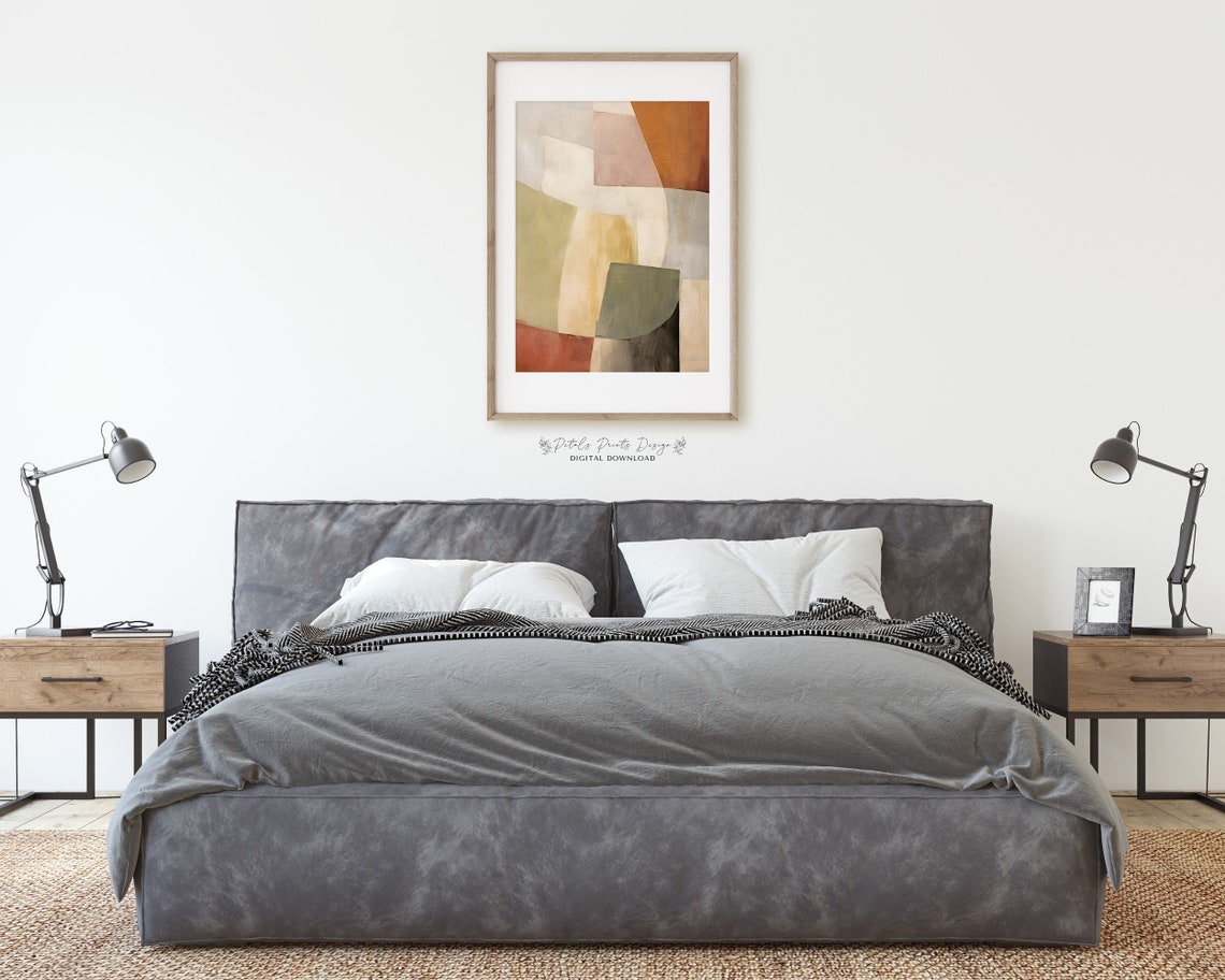 Rust Olive Cream Curved Shapes Neutral Modern Abstract Poster - Image 2