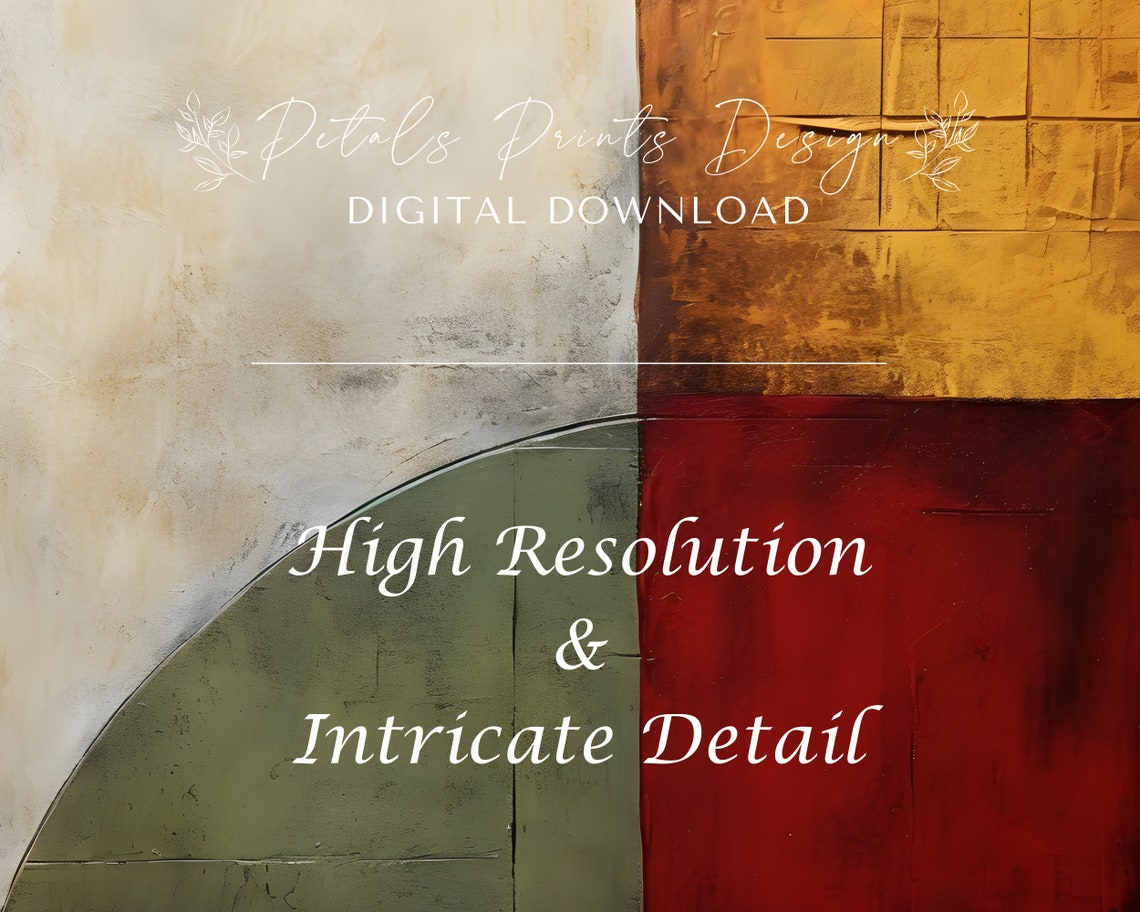 Green Gold Red Textured Blocks Earthy Modern Abstract Poster - Image 3