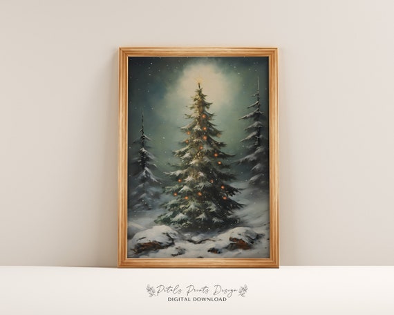 Christmas Trees Vintage Holiday Art Print