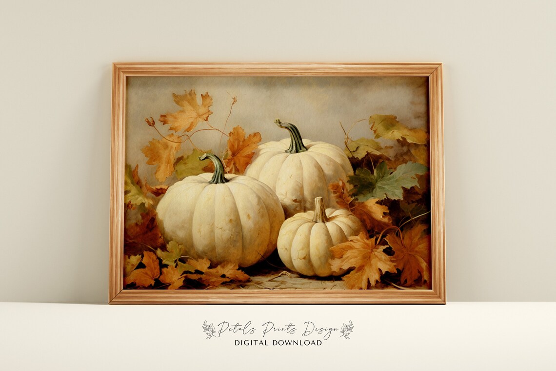 Pumpkin Still Life Painting Rustic Autumn Poster