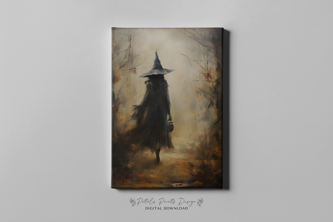 Vintage Witch Halloween Print, Rustic Decor - Image 2