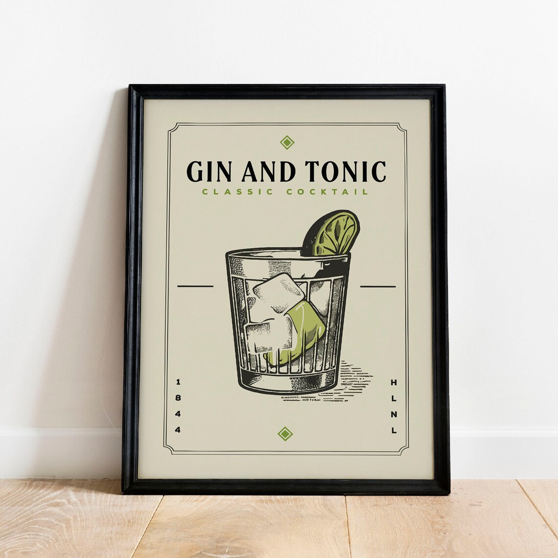Gin And Tonic Vintage Cocktail Art Print