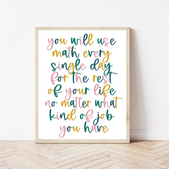 Boho Math Classroom Poster Funny Teacher Gifts Mathematics Art Algebra Geometry Mental Calculus Statistics