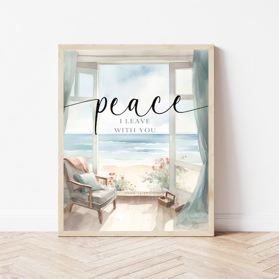 Peace I Leave With You John 1427 Calm Ocean View Scripture Poster