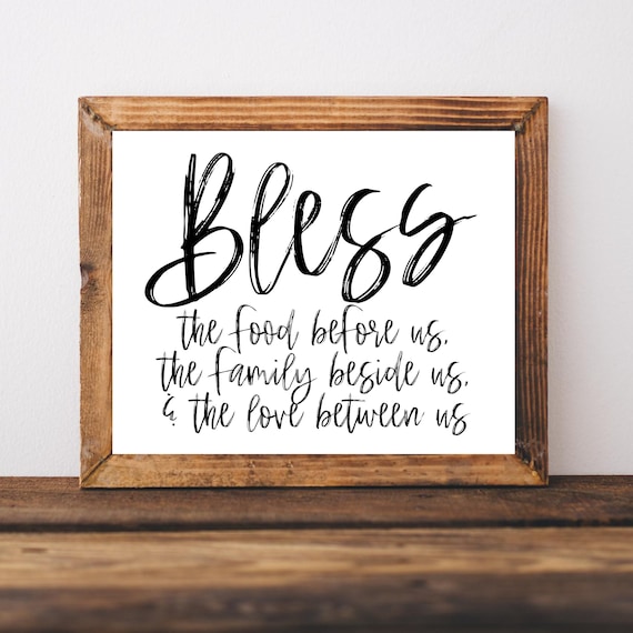 Bless The Food Thanksgiving Prayer Farmhouse Kitchen Quote Poster