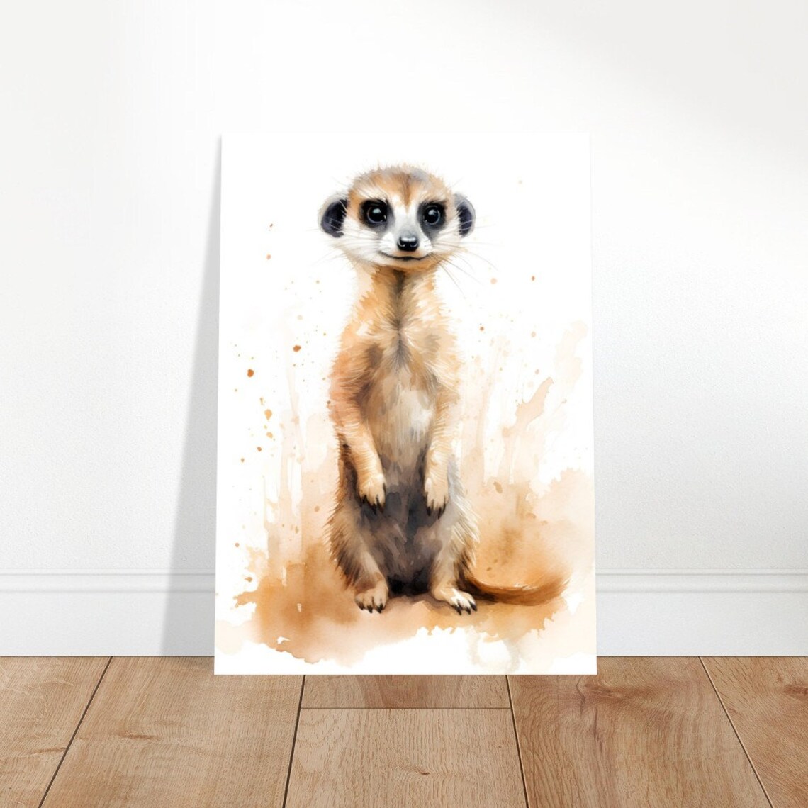 Meerkat Standing Upright Cute Watercolour Wildlife Animal Poster - Image 4