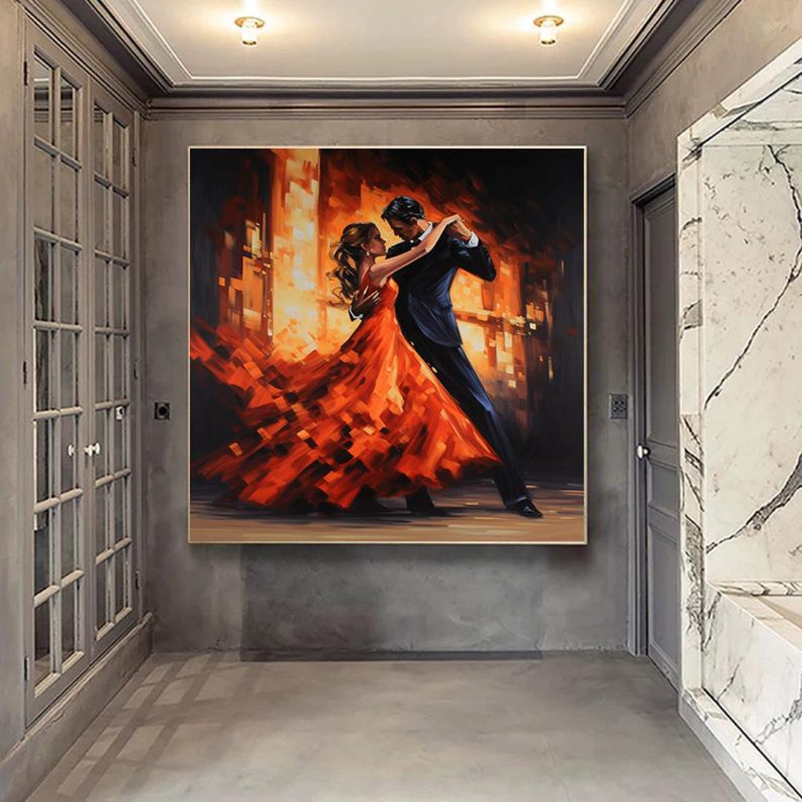Romantic Dancing Couple Red Dress Tango Passion Dance Poster - Image 2