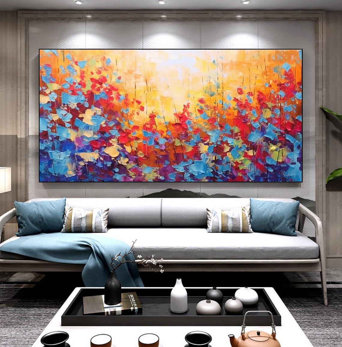 Red Blue Painting For Living Room Colorful Abstract Oil Painting Large Contemporary Wall Art Impasto Heavy Texture Art Spiritual Decor - Image 6