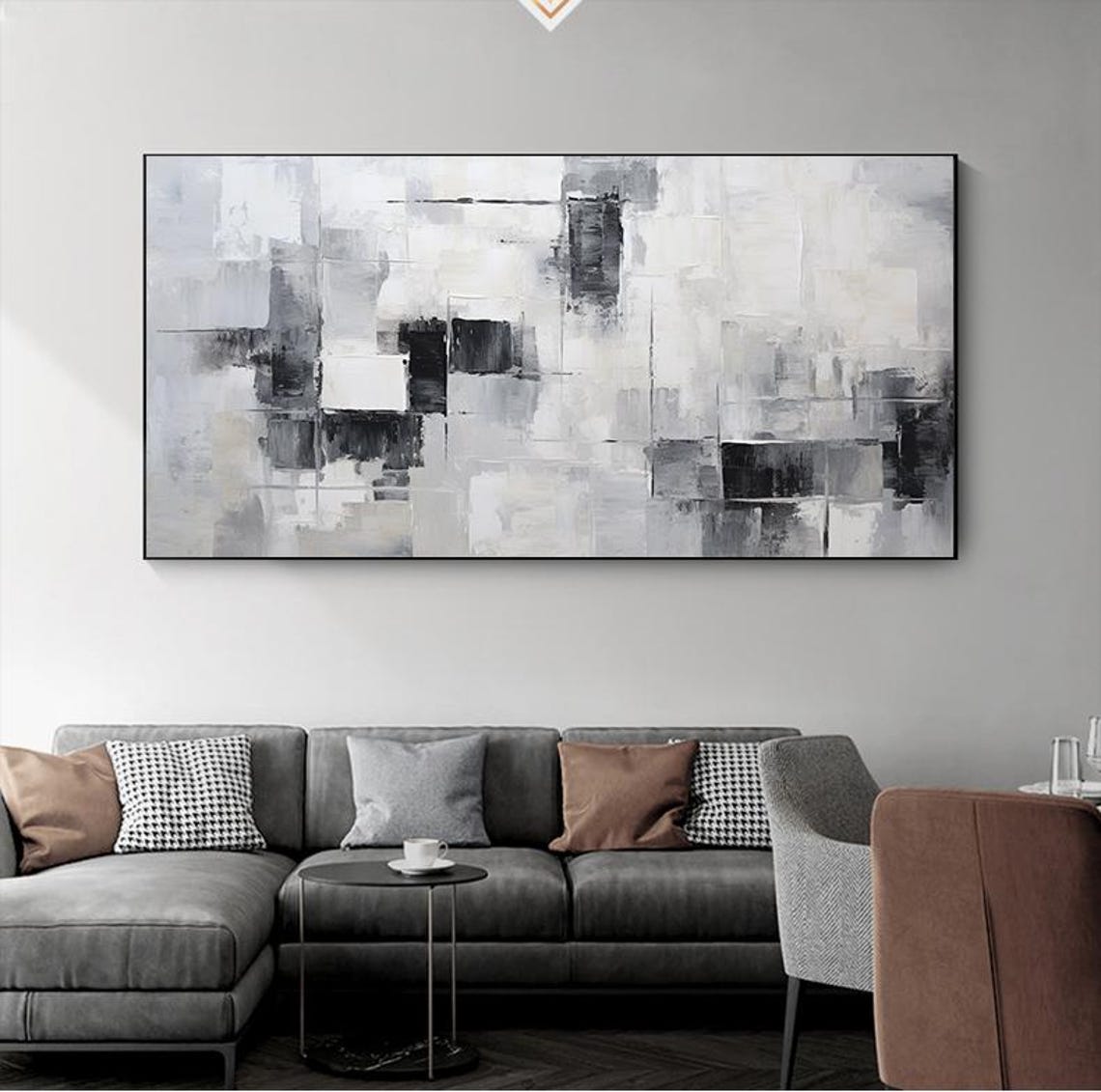 Grey White Black Minimalist Geometric Blocks Modern Decor Poster - Image 7