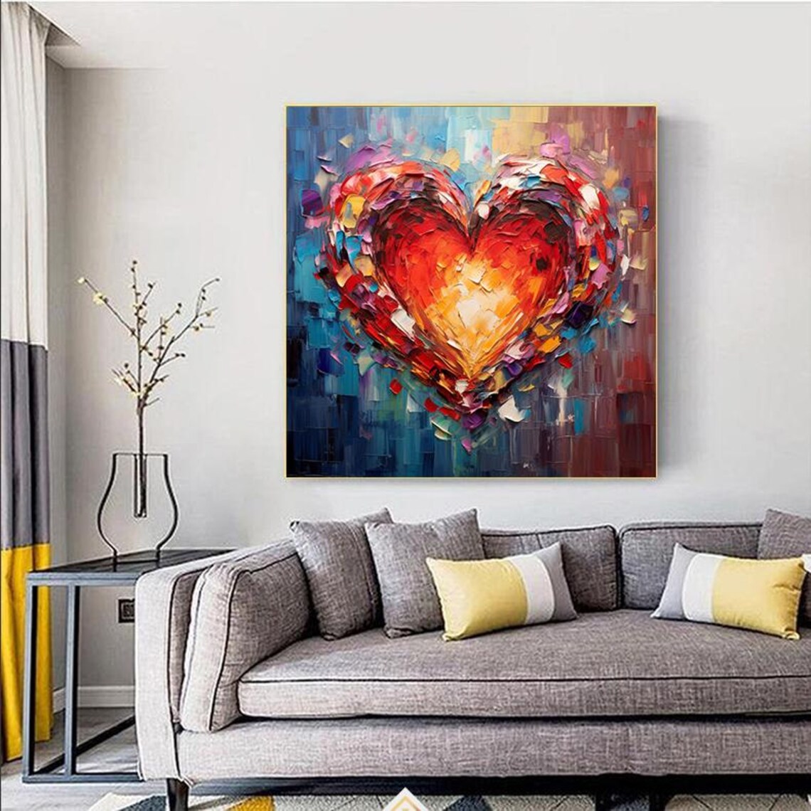 Heart-Shaped Abstract Texture Art Print, Colorful - Image 3