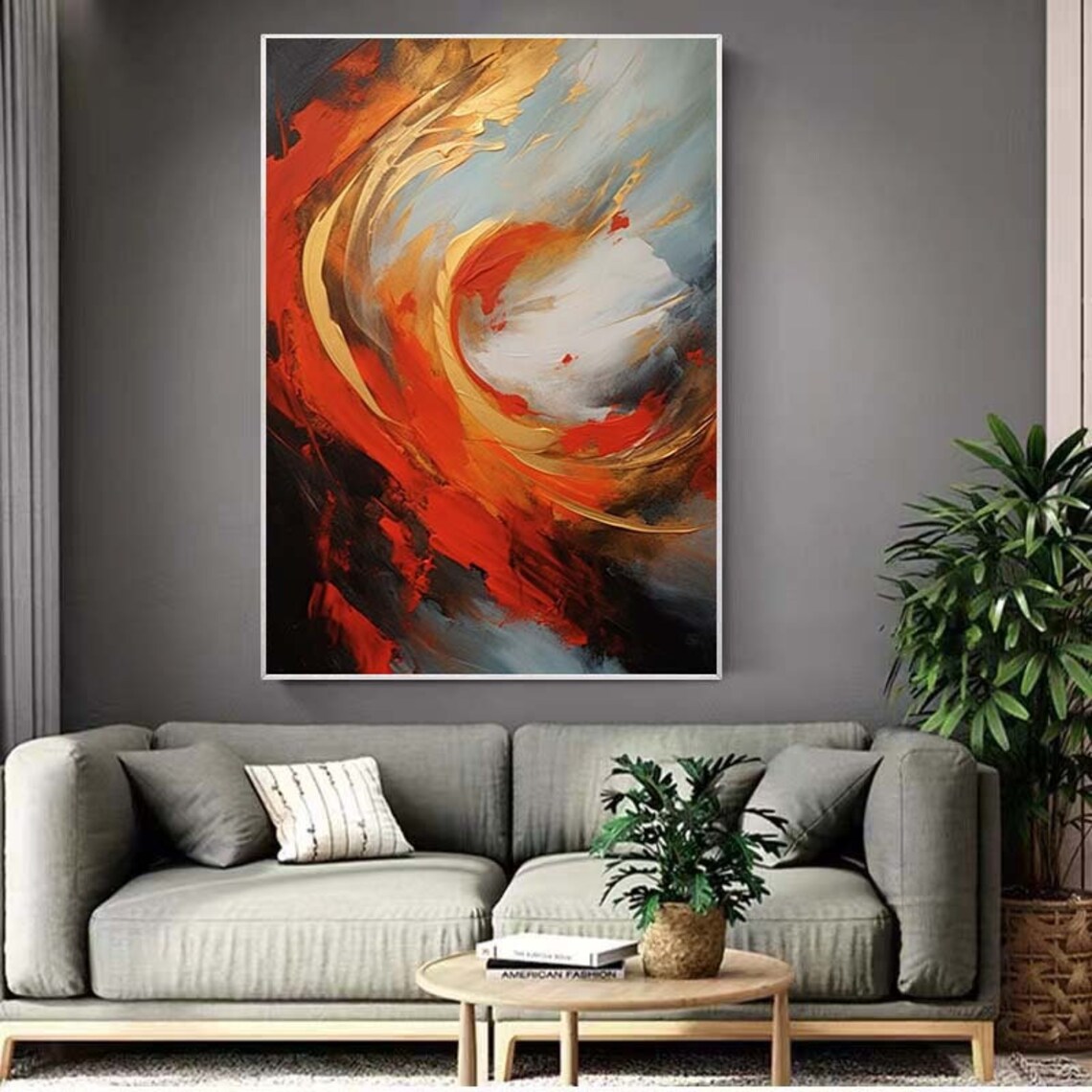 Fiery Red And Orange Swirling Vortex Abstract Painting Poster - Image 5