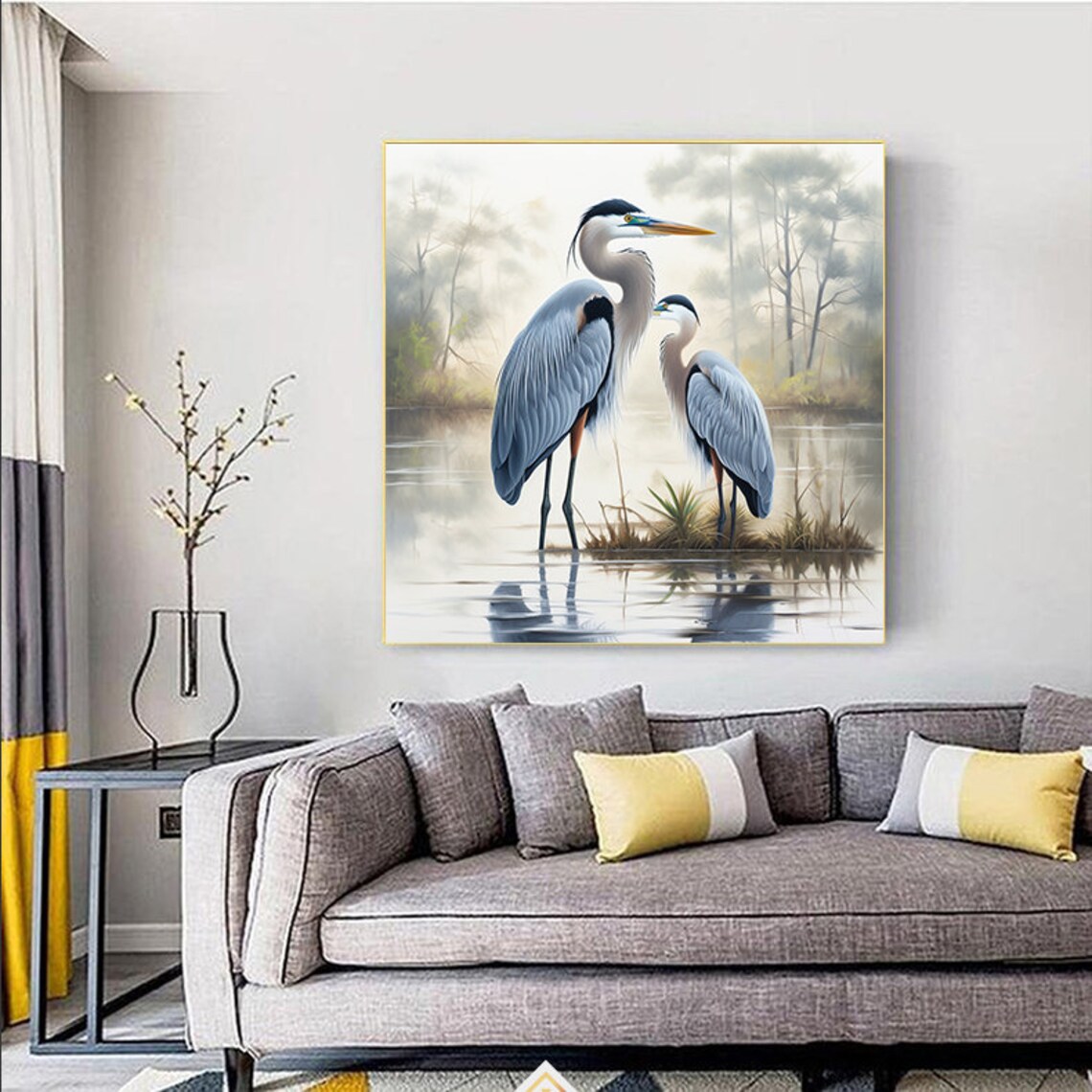 Great Blue Heron Oil Painting Art Print, Bird Decor - Image 6