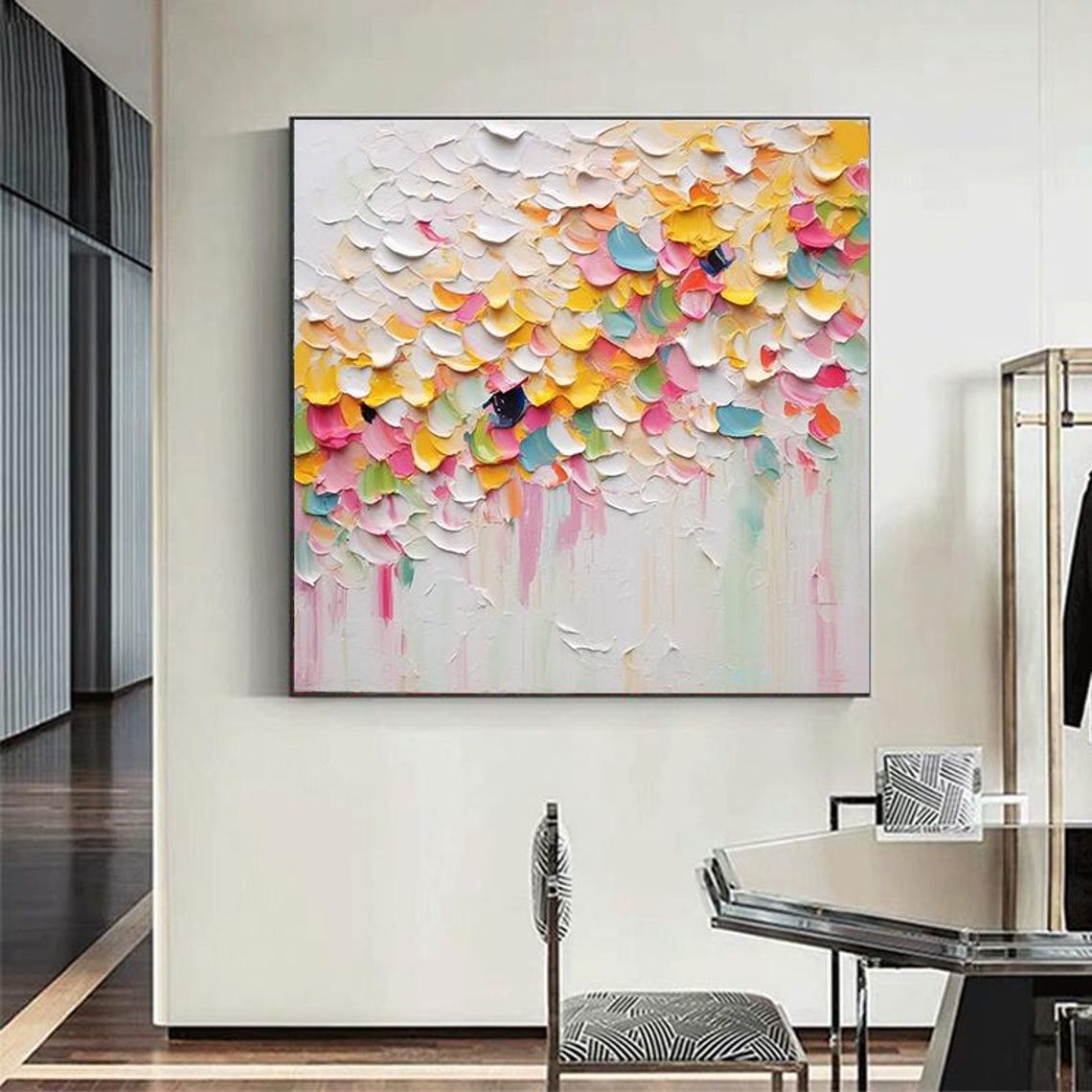 Colorful Rainbow Pastel Floral Falling Petals Texture Wall Poster - Image 6