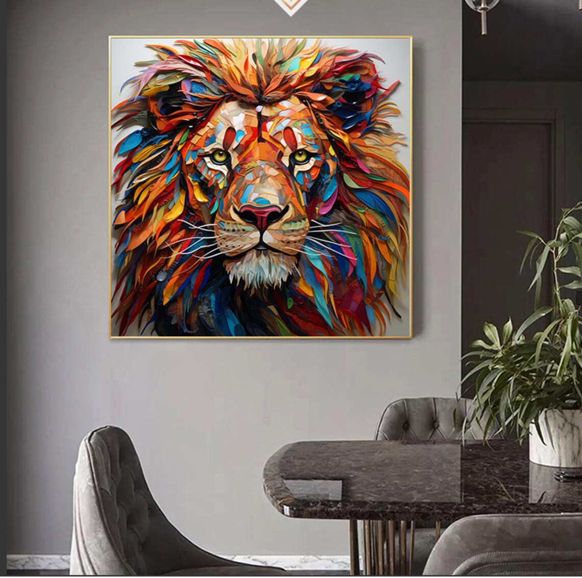 3D Lion Abstract Oil Painting Art Print for Living Room - Image 6
