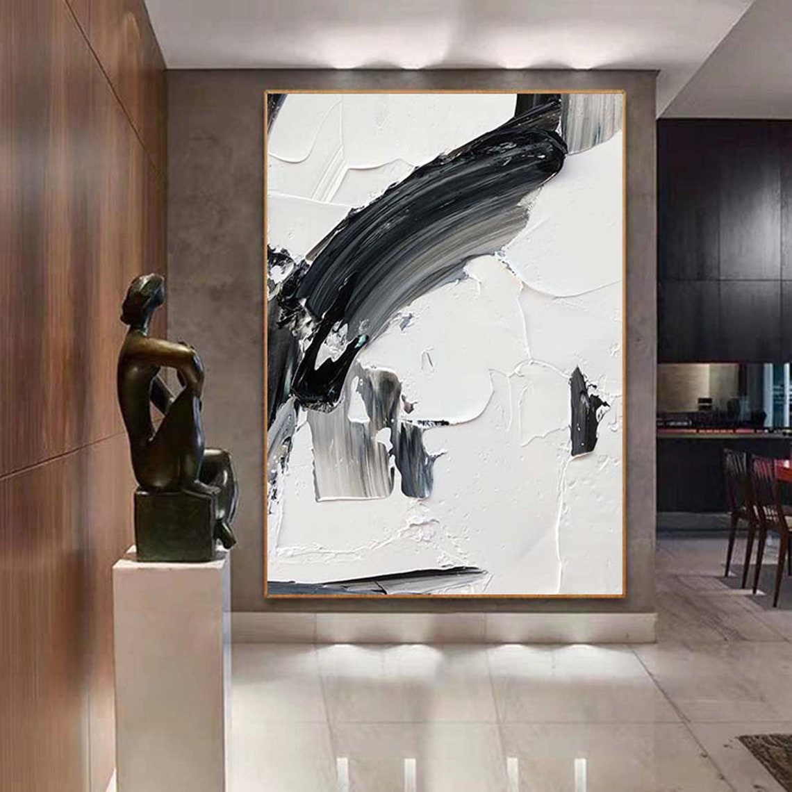 Black White Abstract Brushstroke Minimalist Modern Art Poster - Image 5