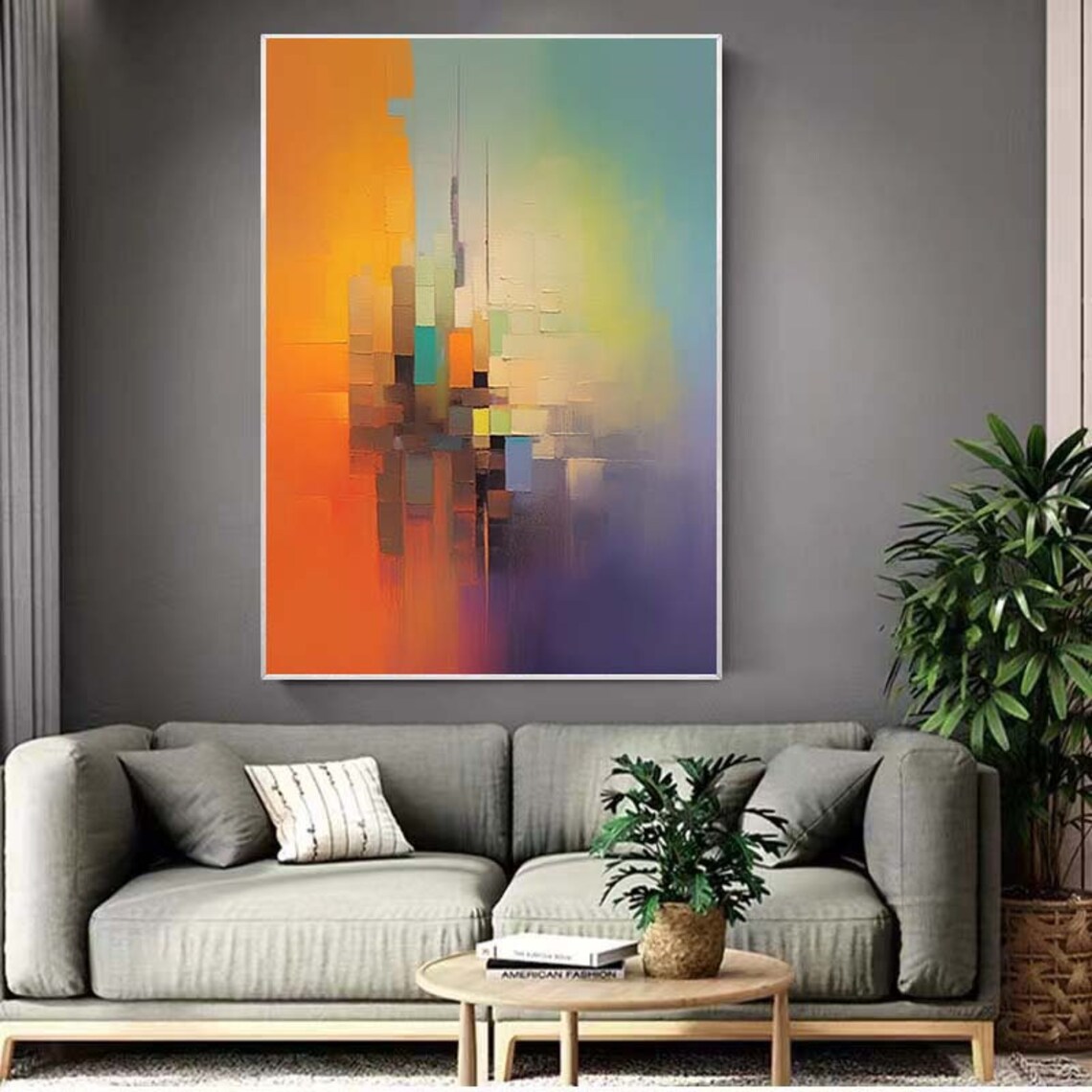 Rainbow Geometric Abstract Art Print, Living Room - Image 2