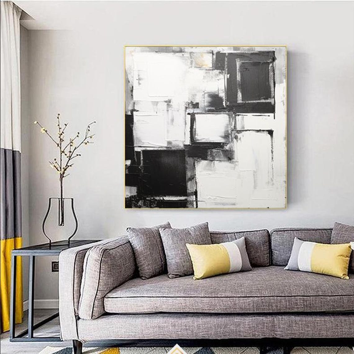 Black and White Geometric Block Abstract Modern Style Poster - Image 4