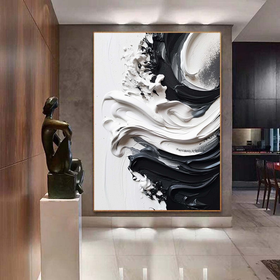 Black White Minimalist Abstract Art Print, Office Decor - Image 7